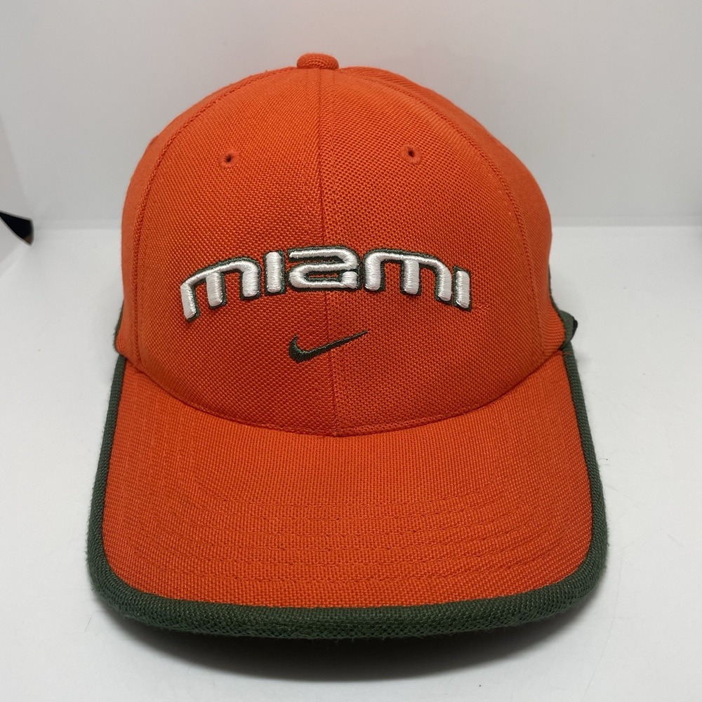 Miami Hurricanes Hat Cap Strap Back Green Nike UM College Football Mens‎